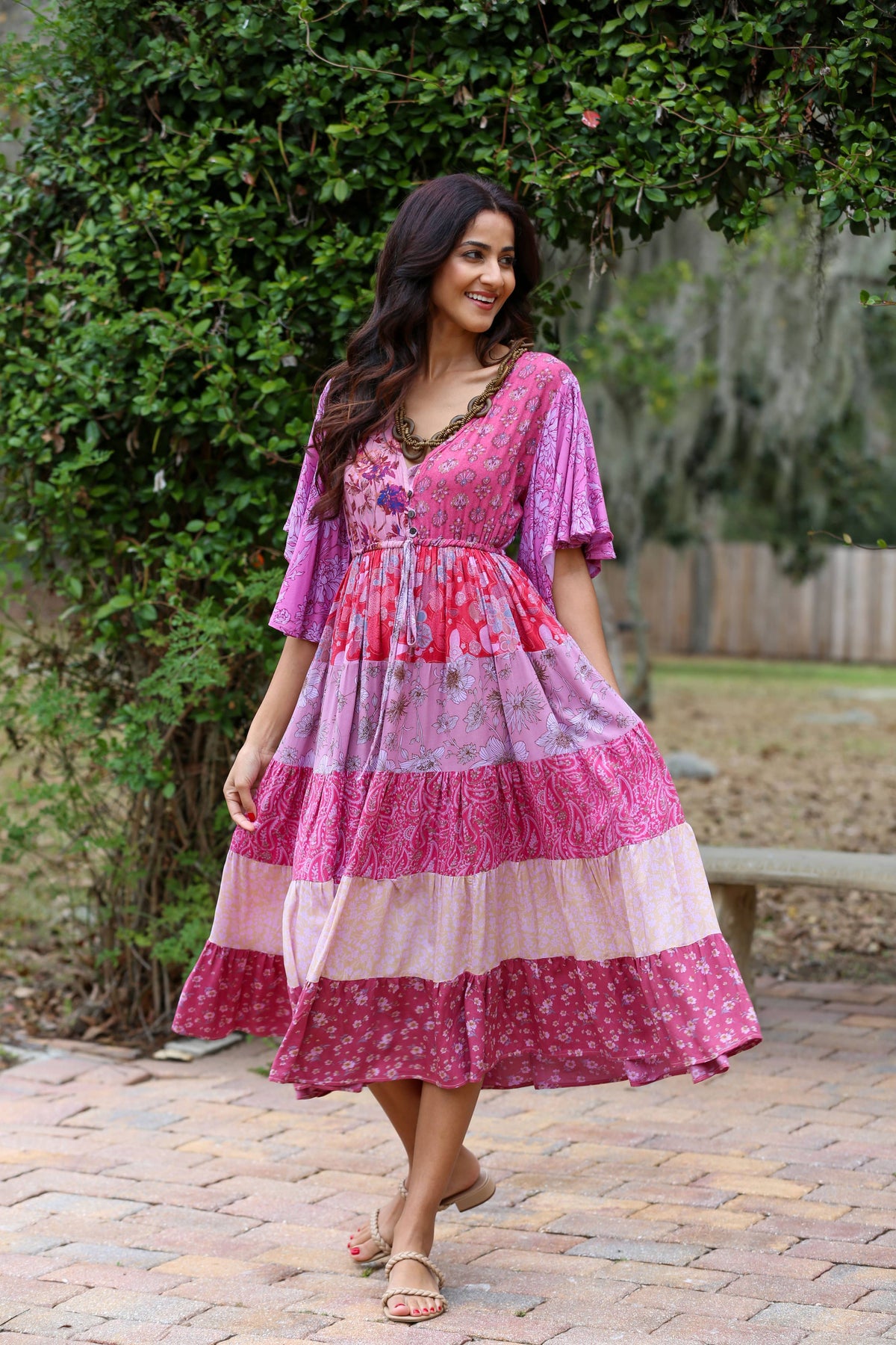 Vintage Rose Patchwork Maxi Dress