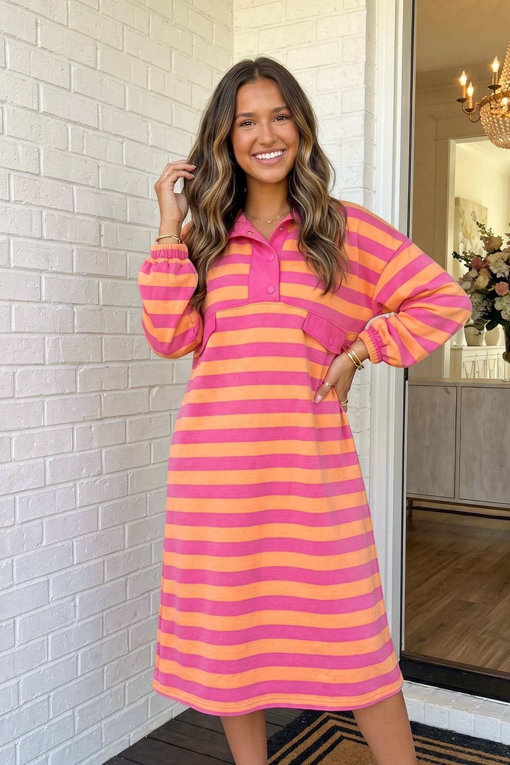 Bright Side Striped Midi Dress