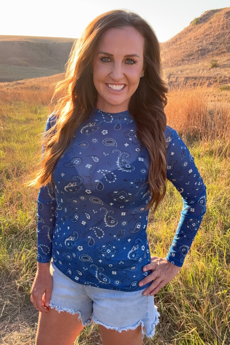 Bandana Babe Blue Mesh Top