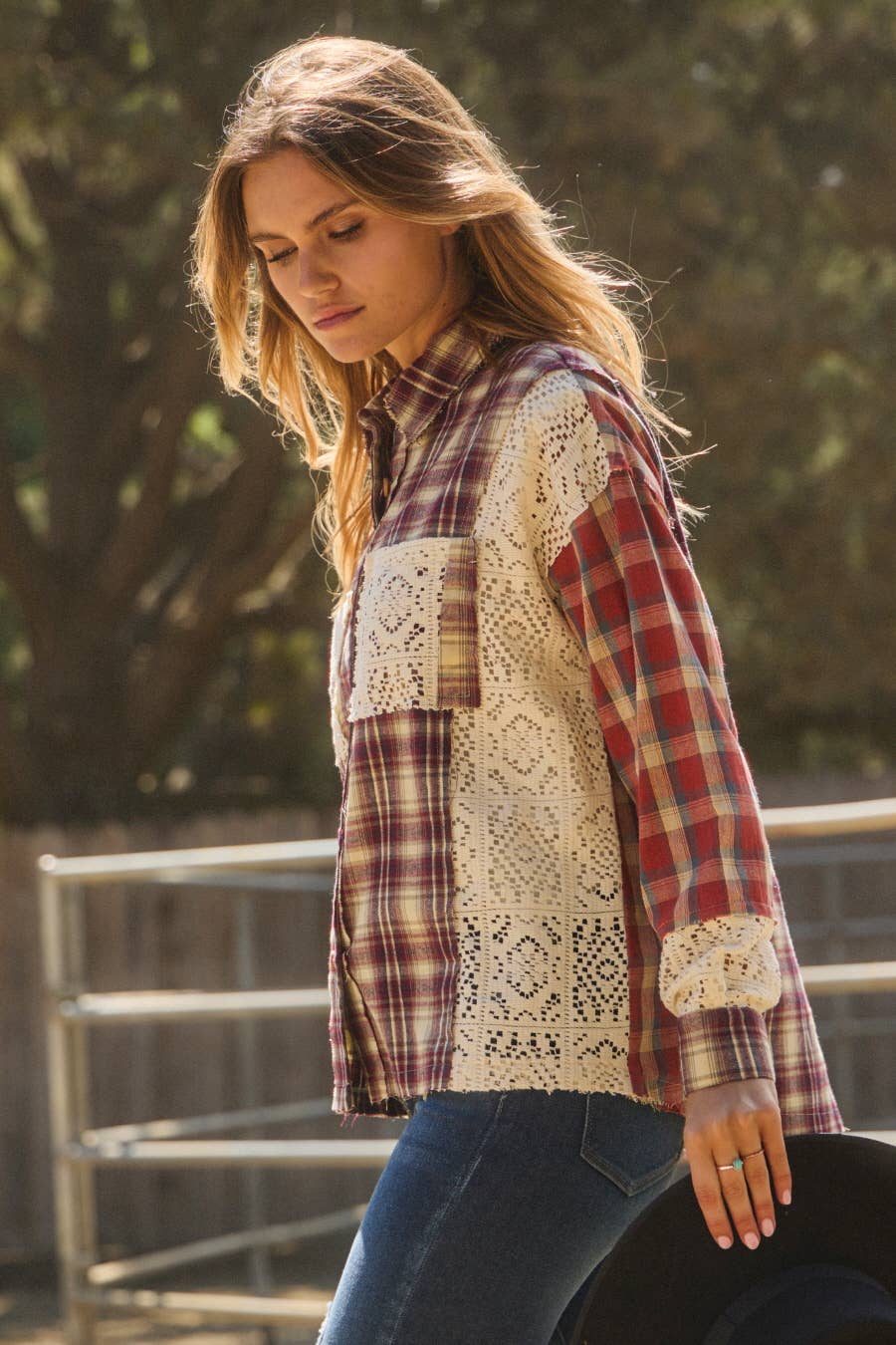Top ~ Prairie Lace Plaid