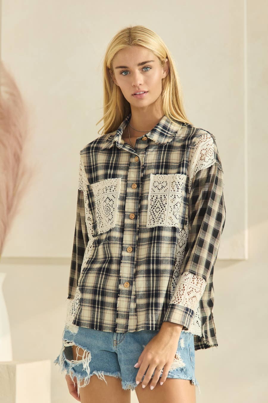 Top ~ Prairie Lace Plaid