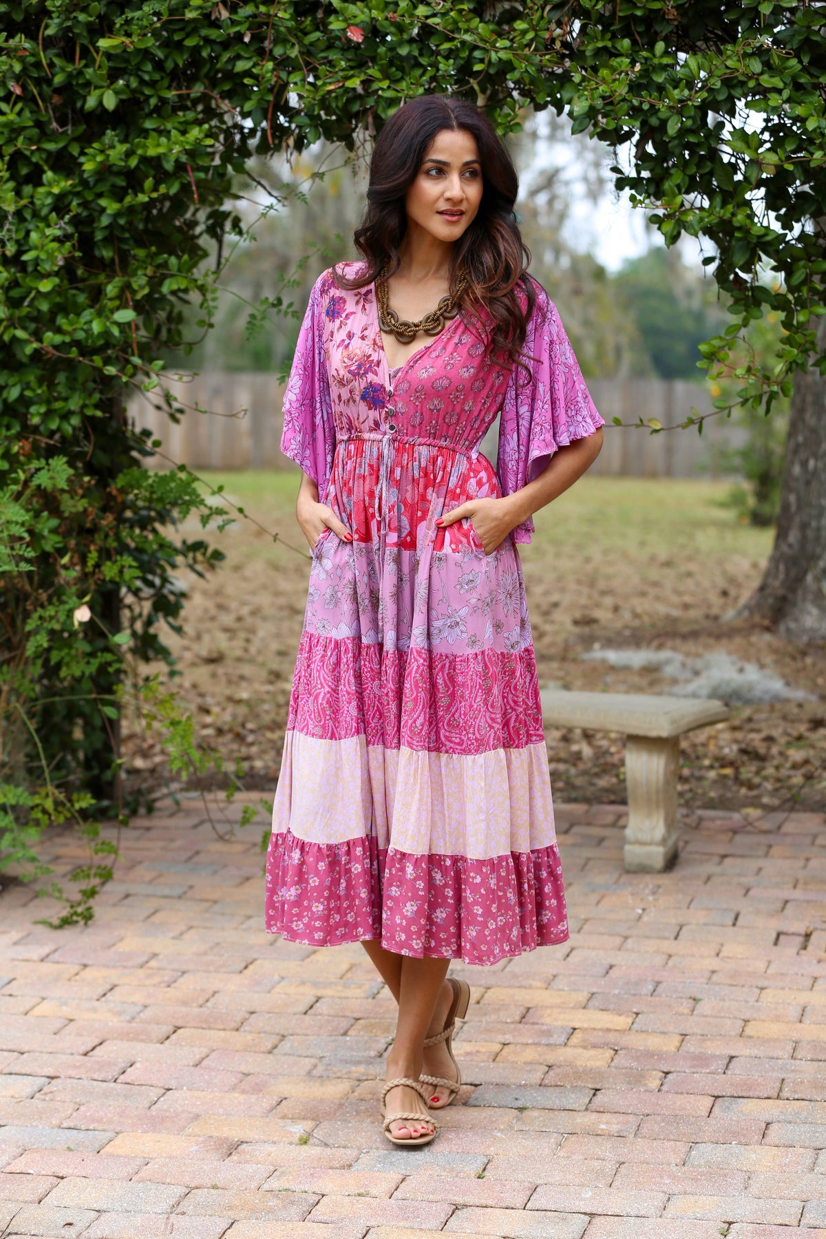 Vintage Rose Patchwork Maxi Dress