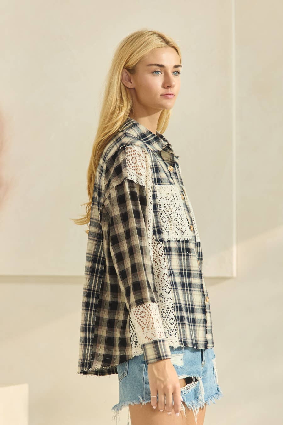 Top ~ Prairie Lace Plaid
