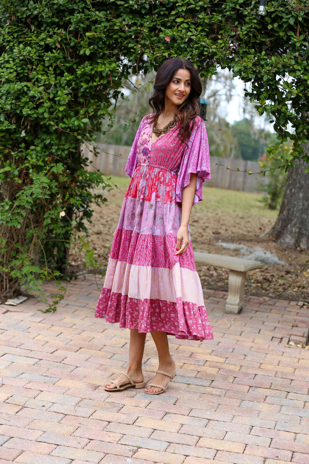 Vintage Rose Patchwork Maxi Dress