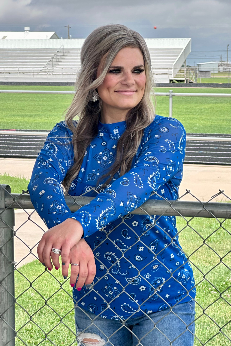 Bandana Babe Blue Mesh Top