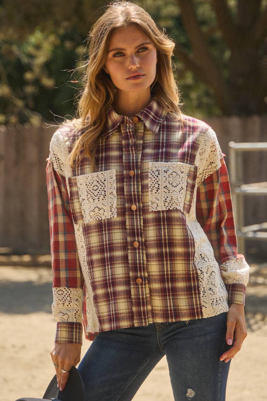 Top ~ Prairie Lace Plaid