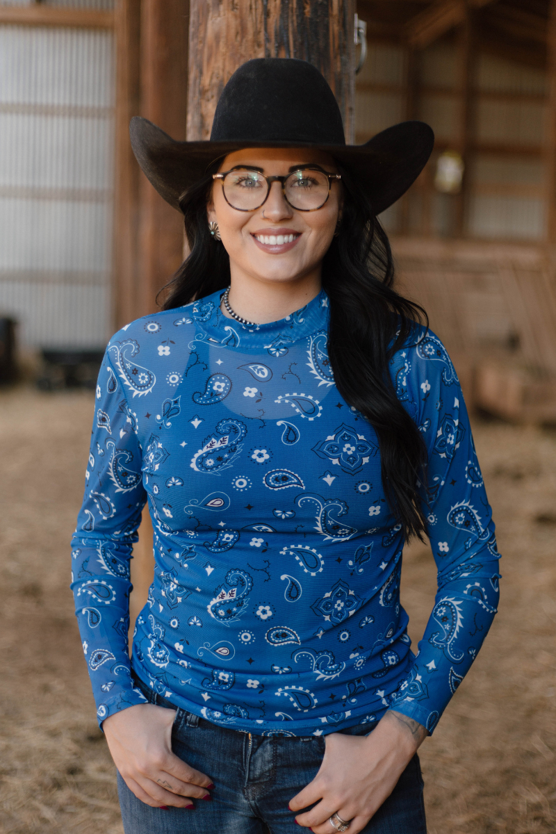Bandana Babe Blue Mesh Top