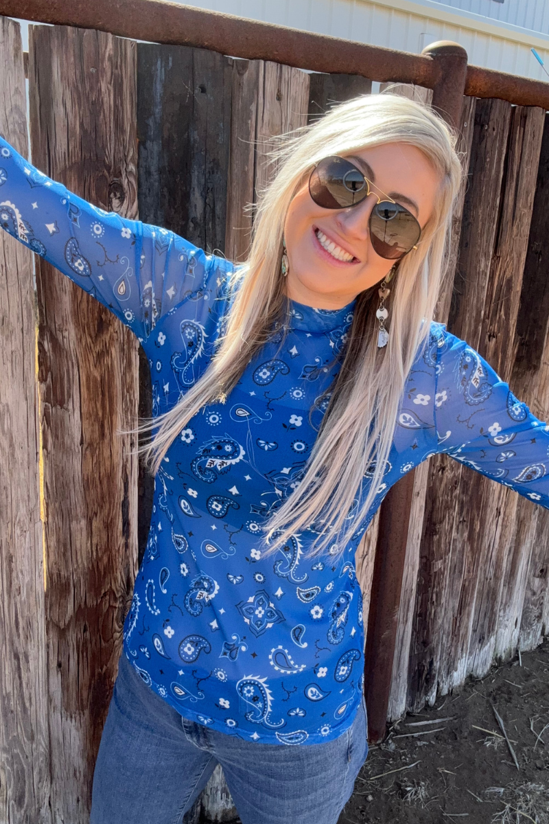 Bandana Babe Blue Mesh Top