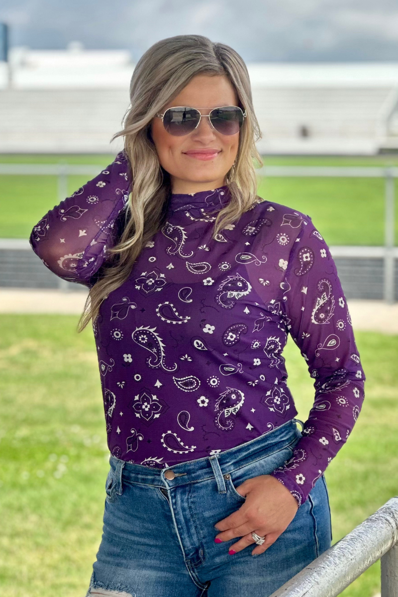 Bandana Babe Purple Mesh Top