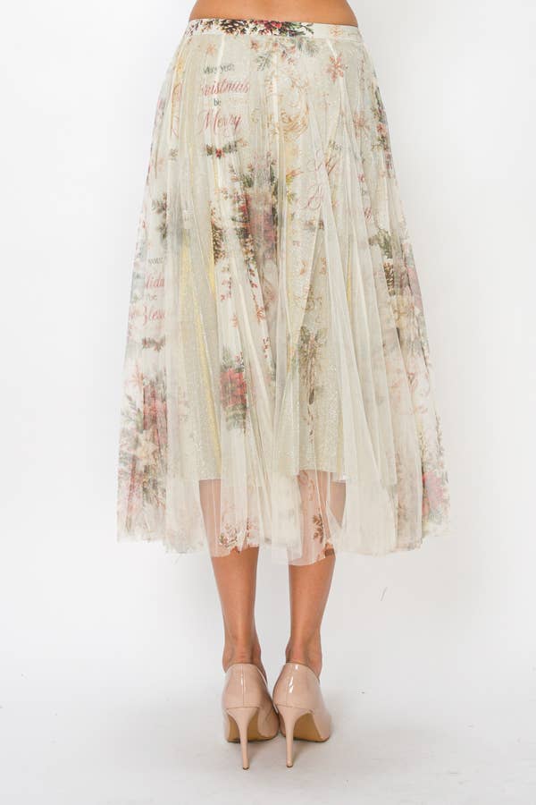 Joyful Noel Shimmer Midi Skirt