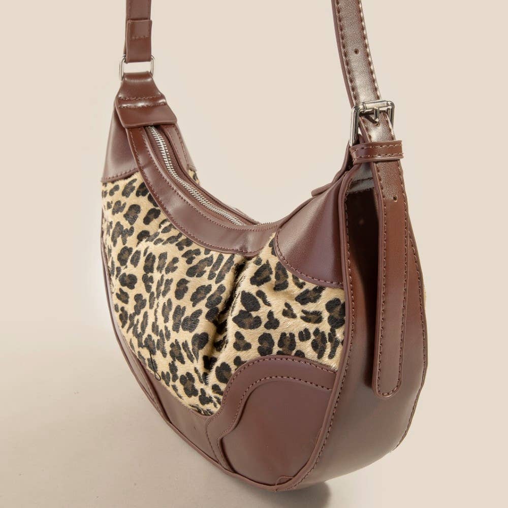 Leopard Print Half Moon Shoulder Bag