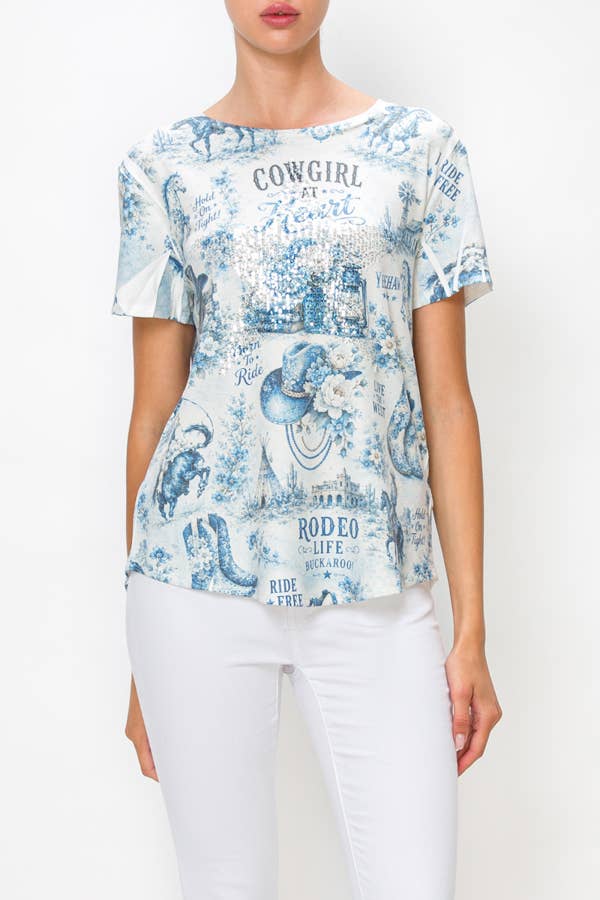 Blue Rodeo Cowgirl Tee