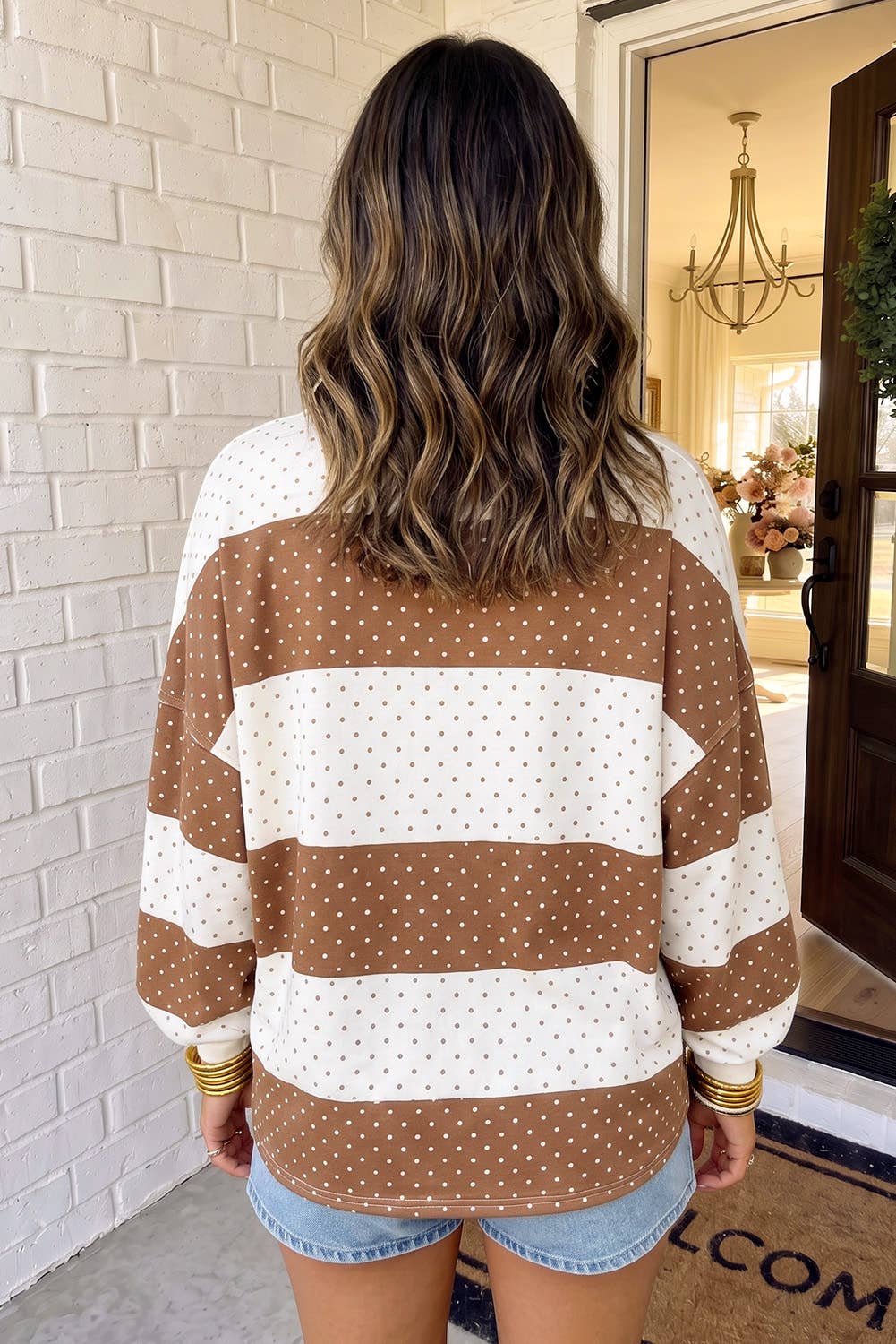 Cocoa Dot Colorblock Pullover