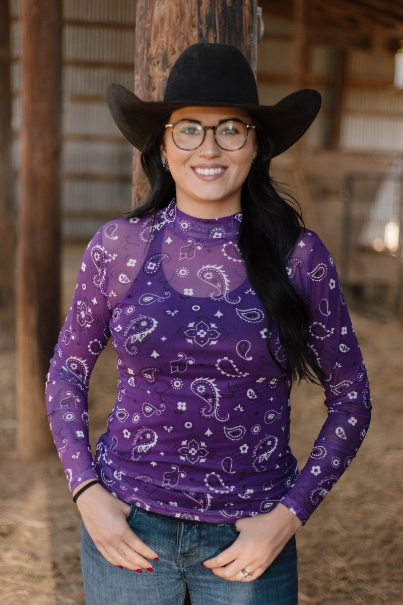 Bandana Babe Purple Mesh Top