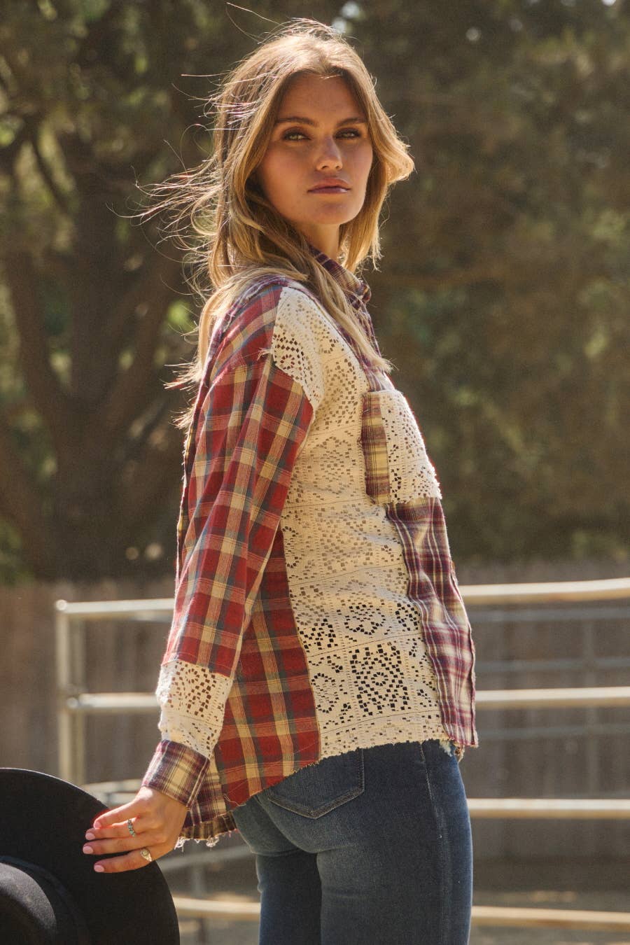 Top ~ Prairie Lace Plaid