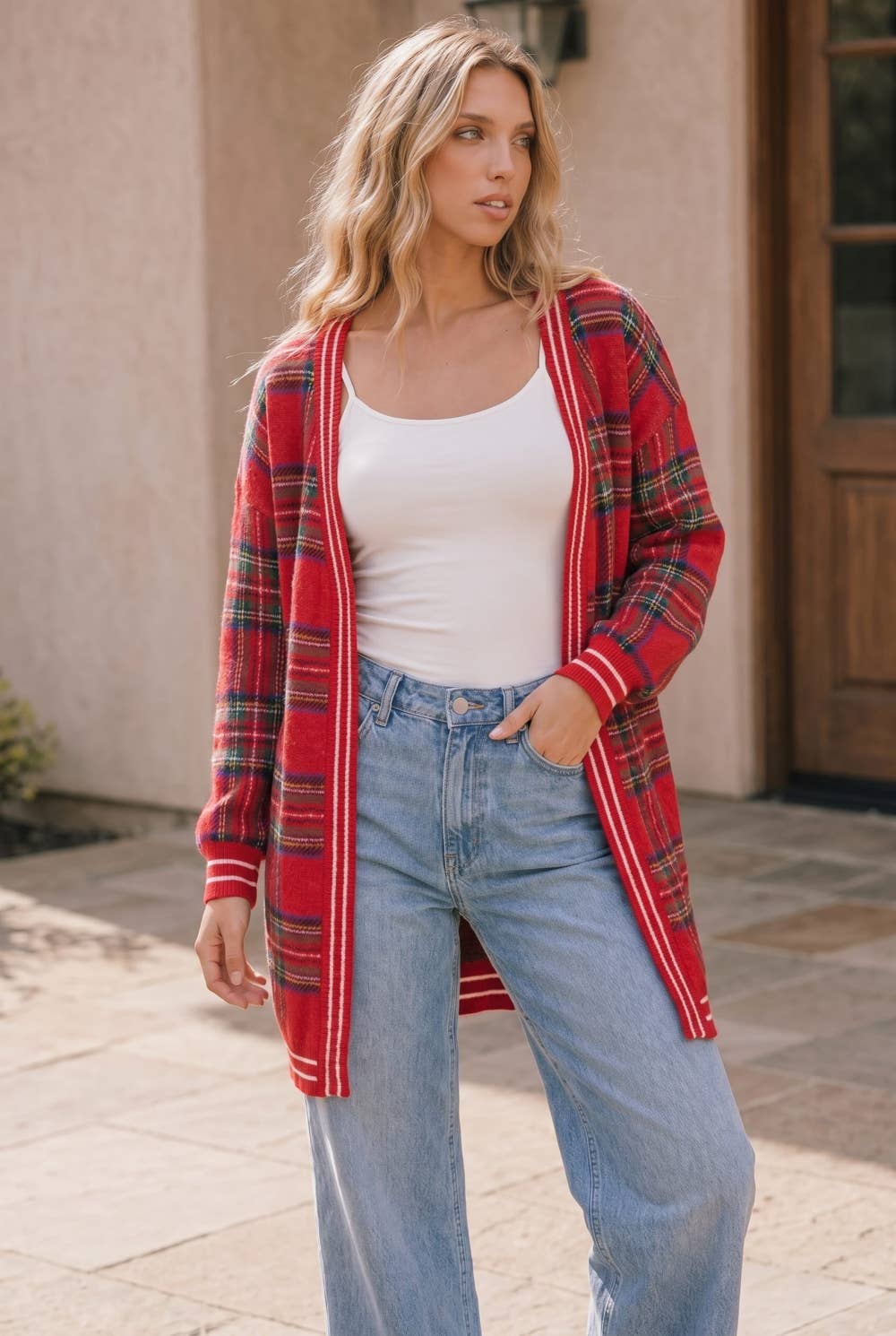 Holly and Hearth Plaid Cardigan