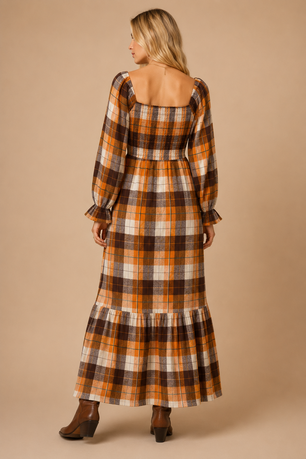 Harvest Plaid Maxi Dress