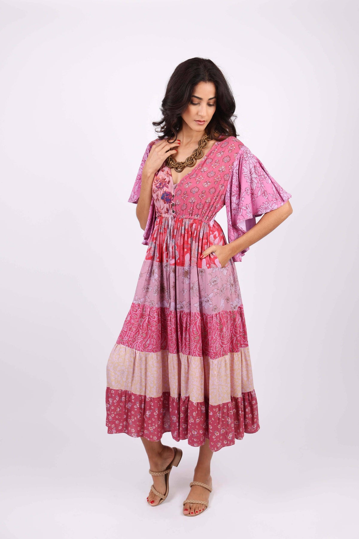 Vintage Rose Patchwork Maxi Dress