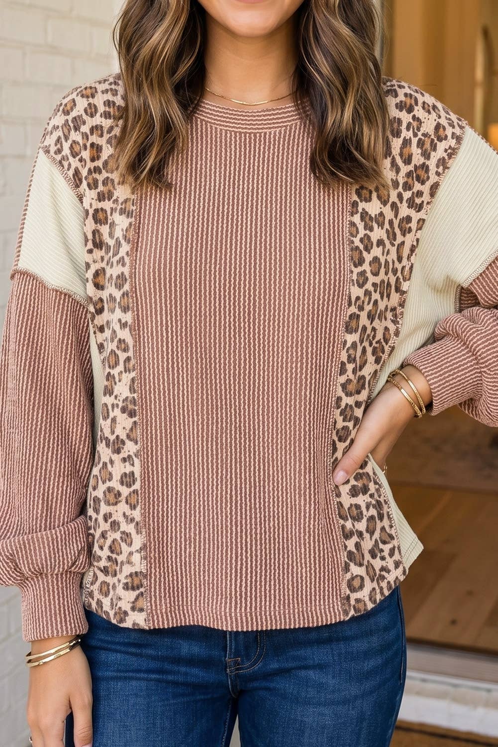 Beautifully Bold Leopard Colorblock Top