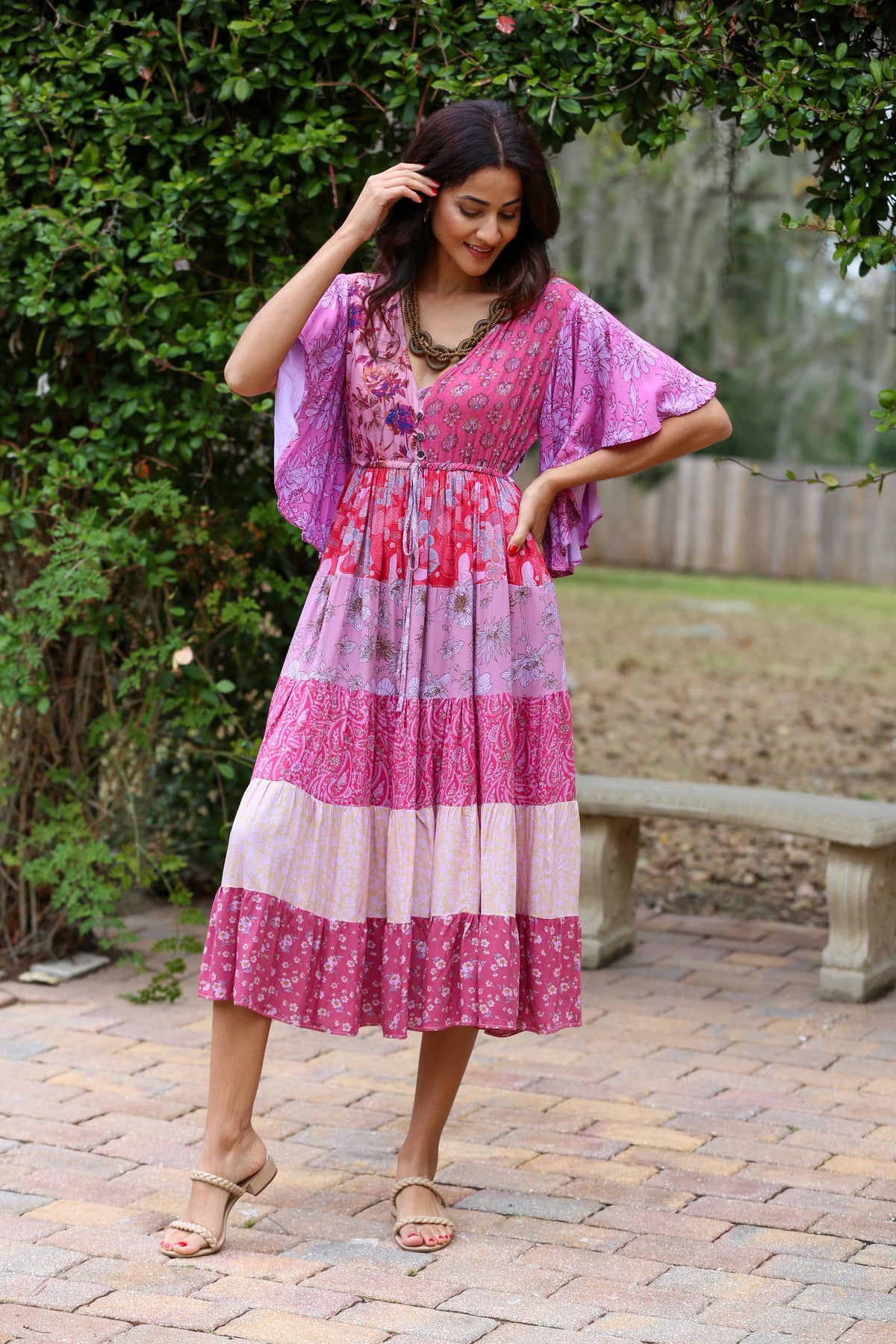 Vintage Rose Patchwork Maxi Dress