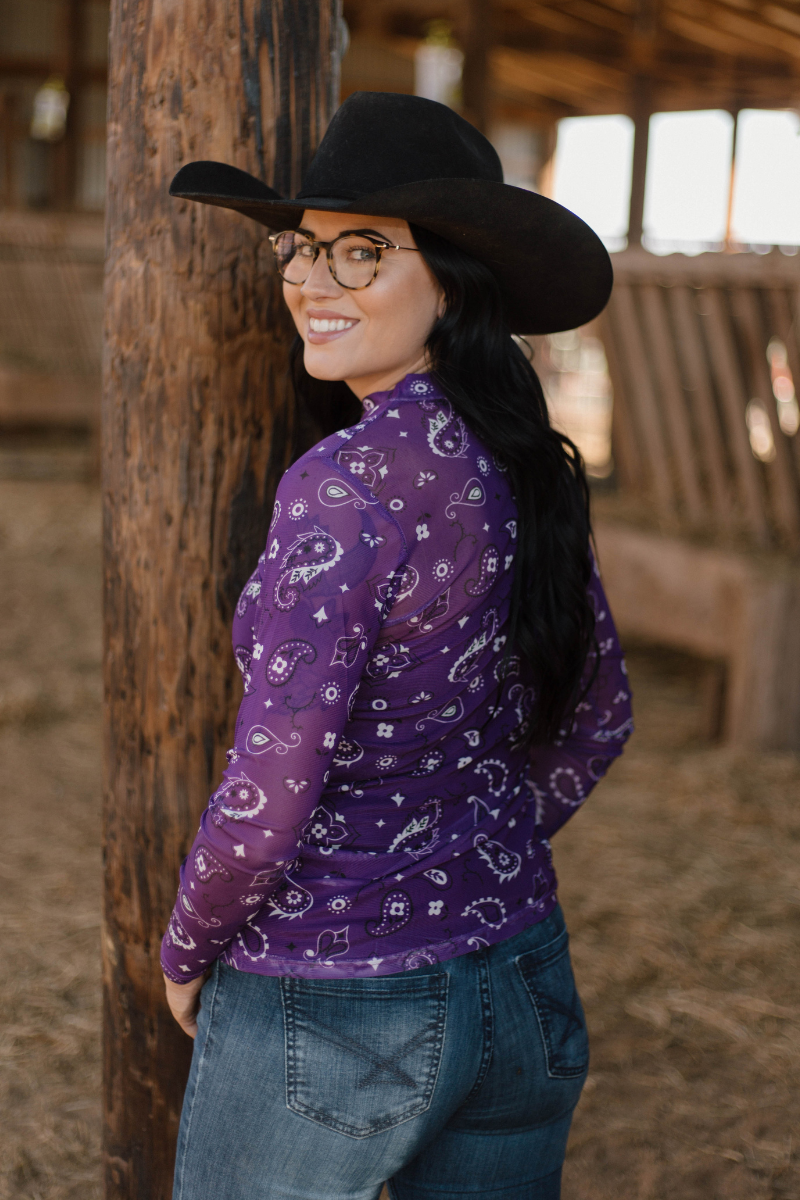 Bandana Babe Purple Mesh Top