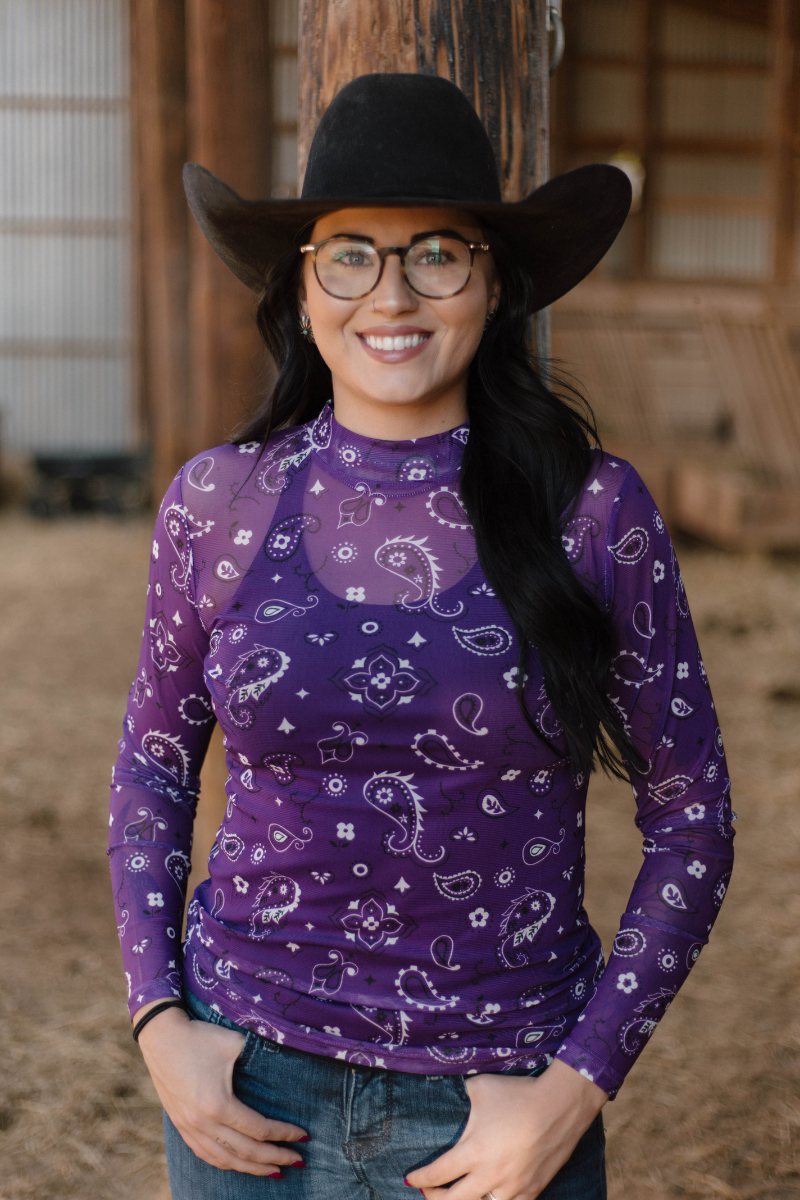 Bandana Babe Purple Mesh Top