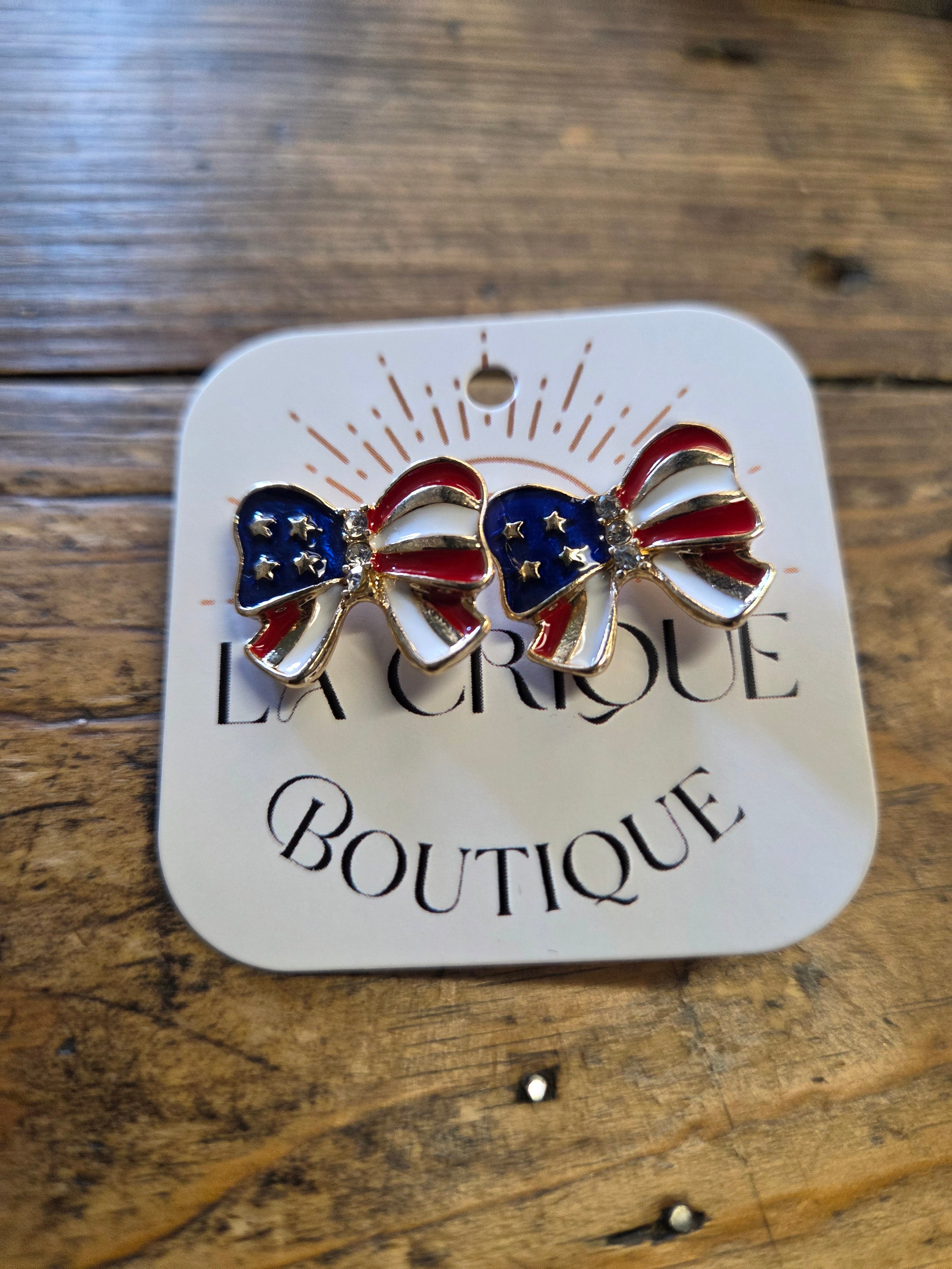 Stars & Stripes Bow Studs