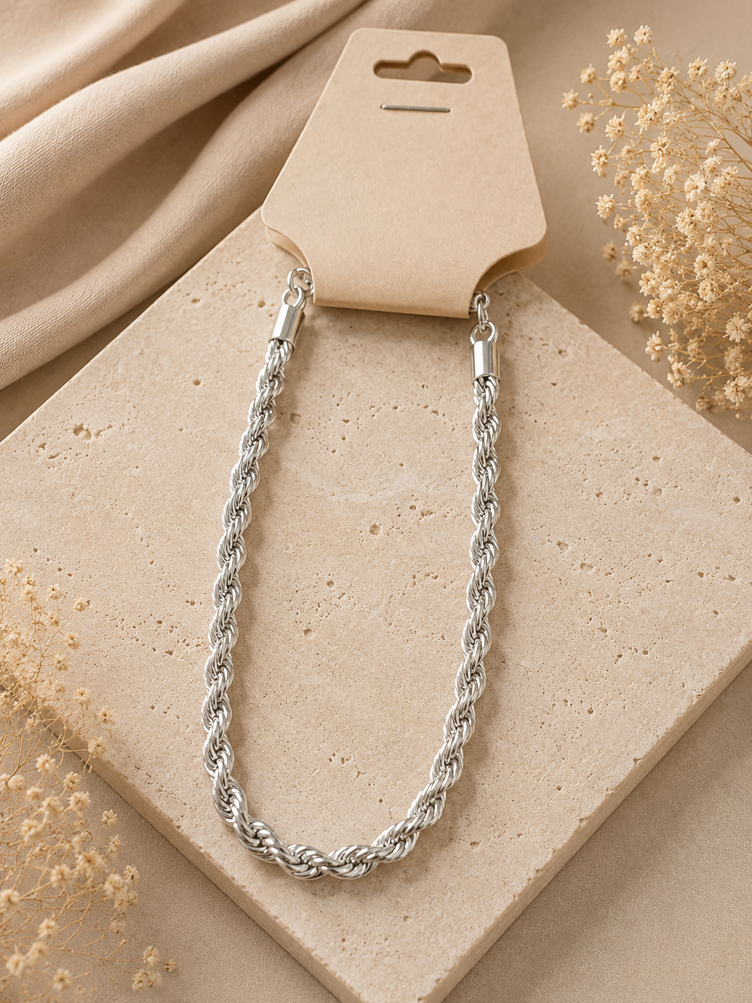 Silver Twist Rope Bracelet