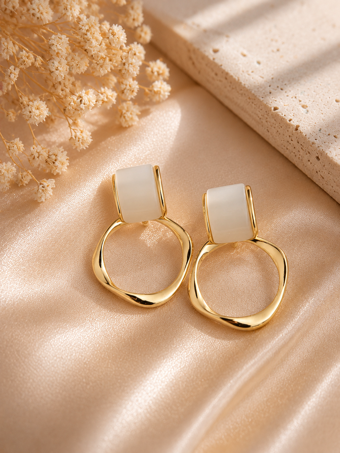 Ivory Luxe Circle Earrings